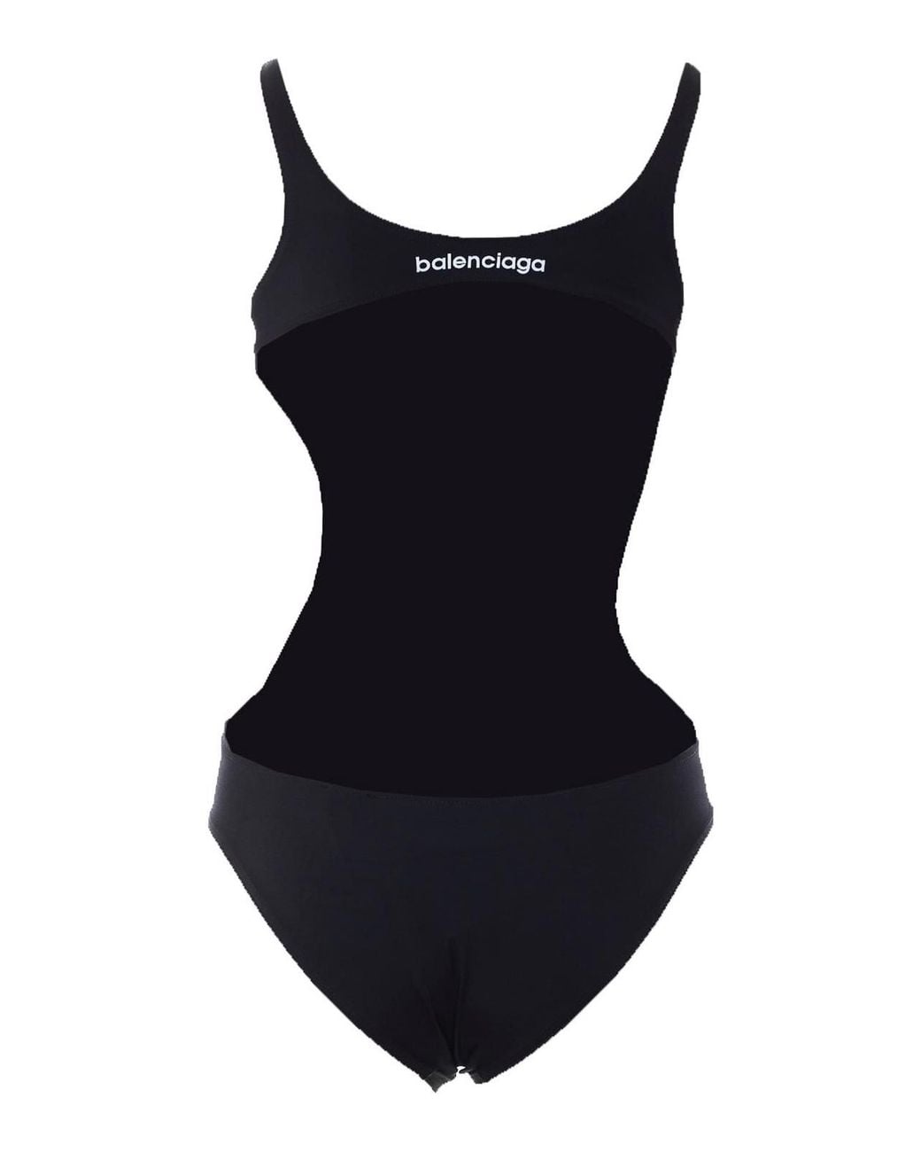 Balenciaga Black One Piece Logo Swimsuit