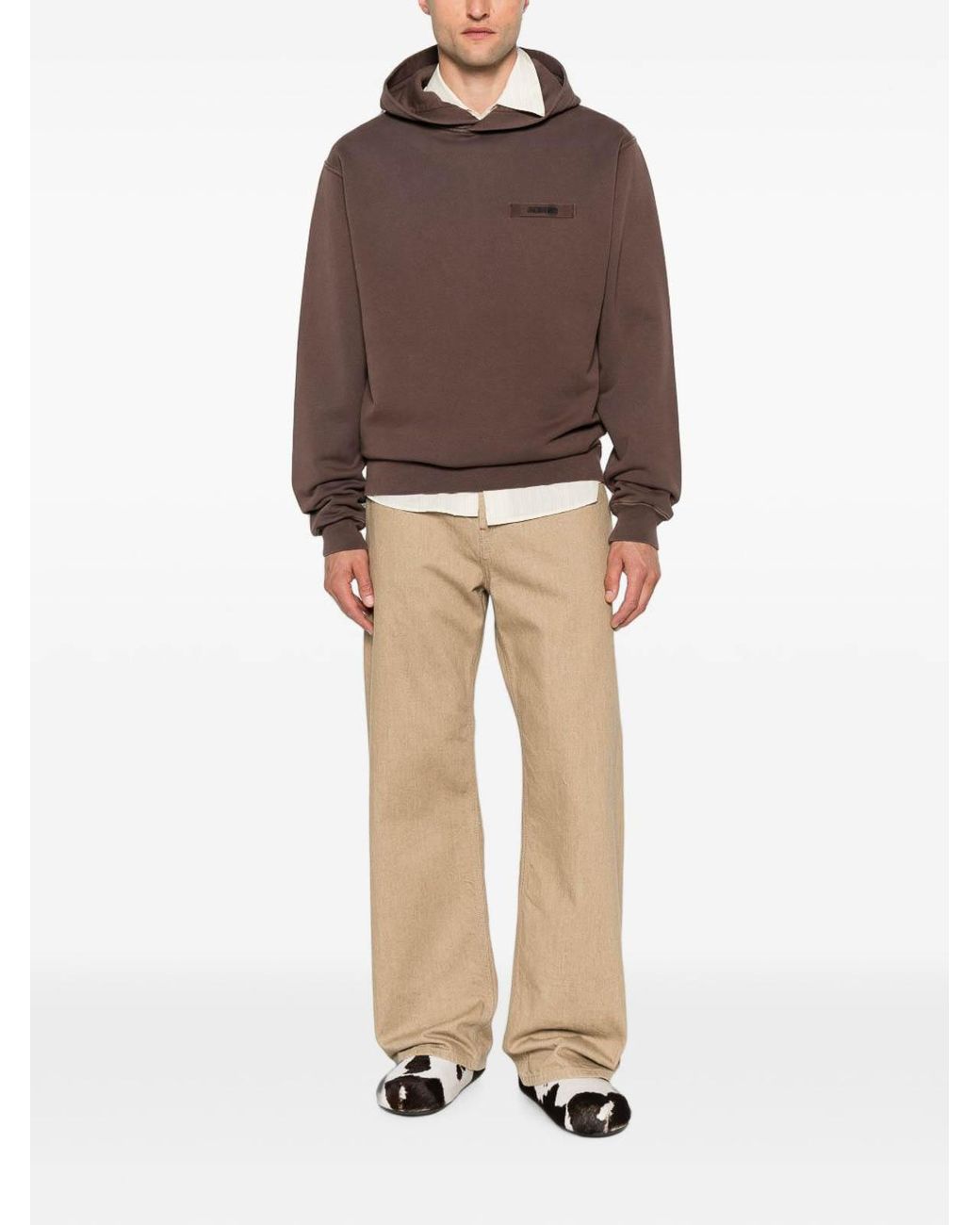 Jacquemus Brown Gros Grain Hooded Sweatshirt for men