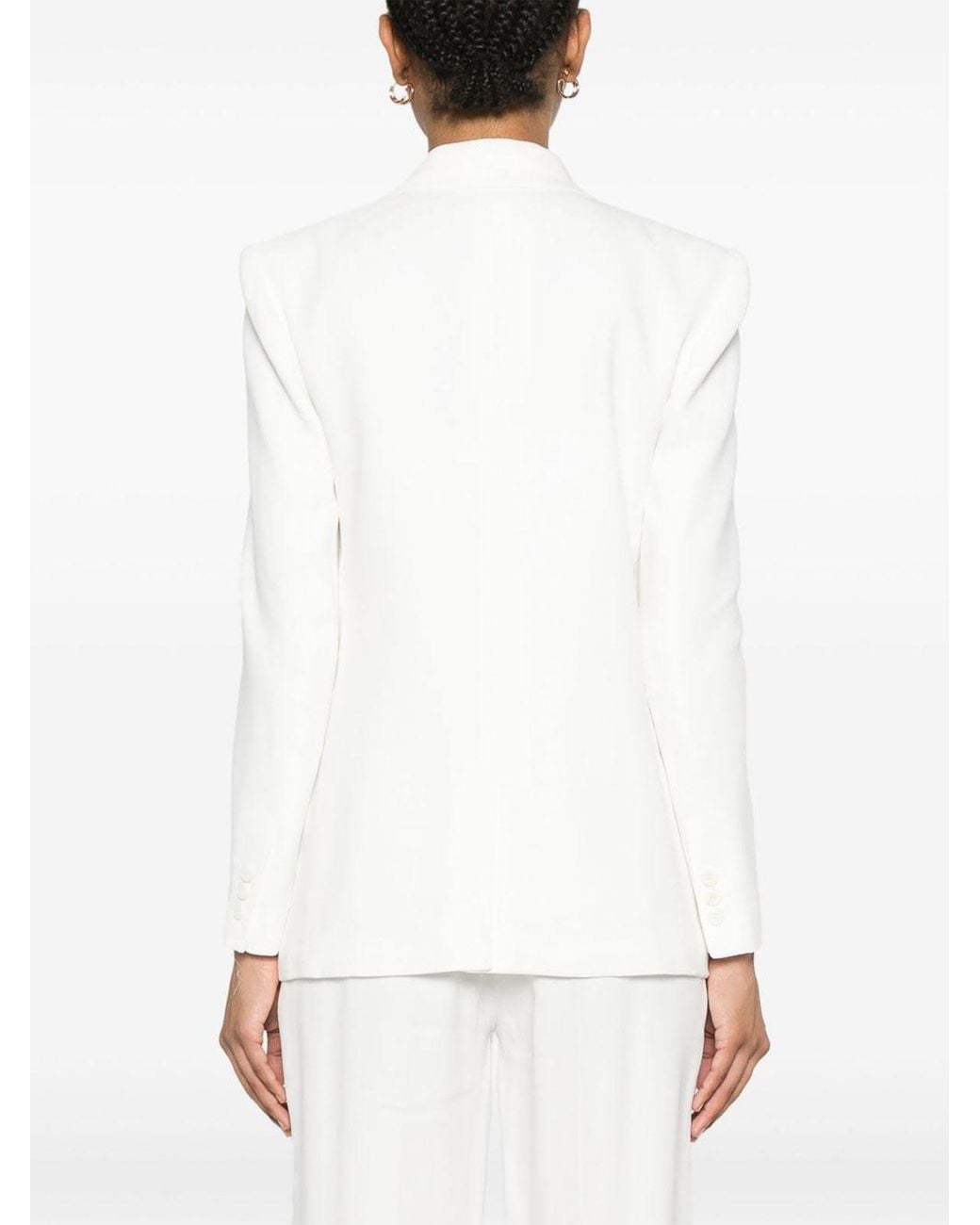 Elisabetta Franchi White Linen Blend Double-Breasted Jacket