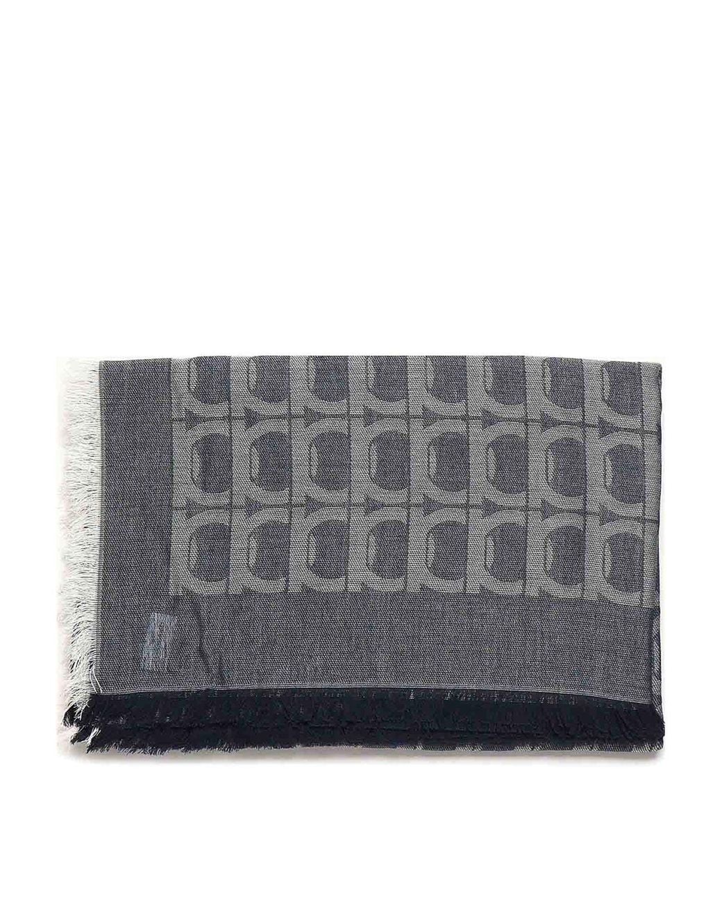 Ferragamo Gray Gancini Monogram Jacquard Stole for men