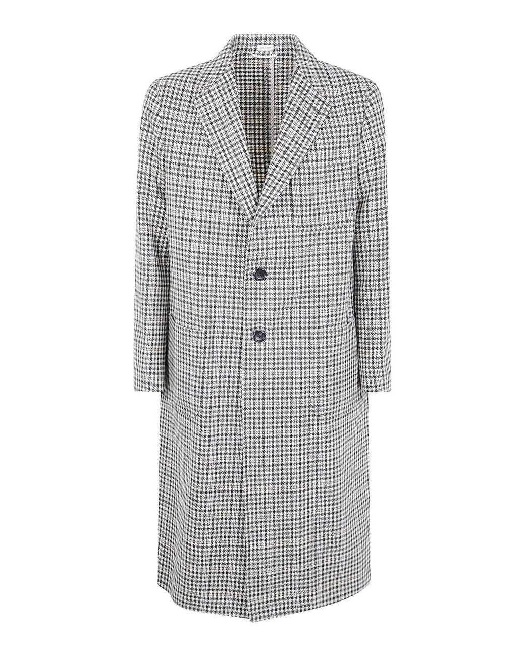 Thom Browne Gray Checked Long Coat for men