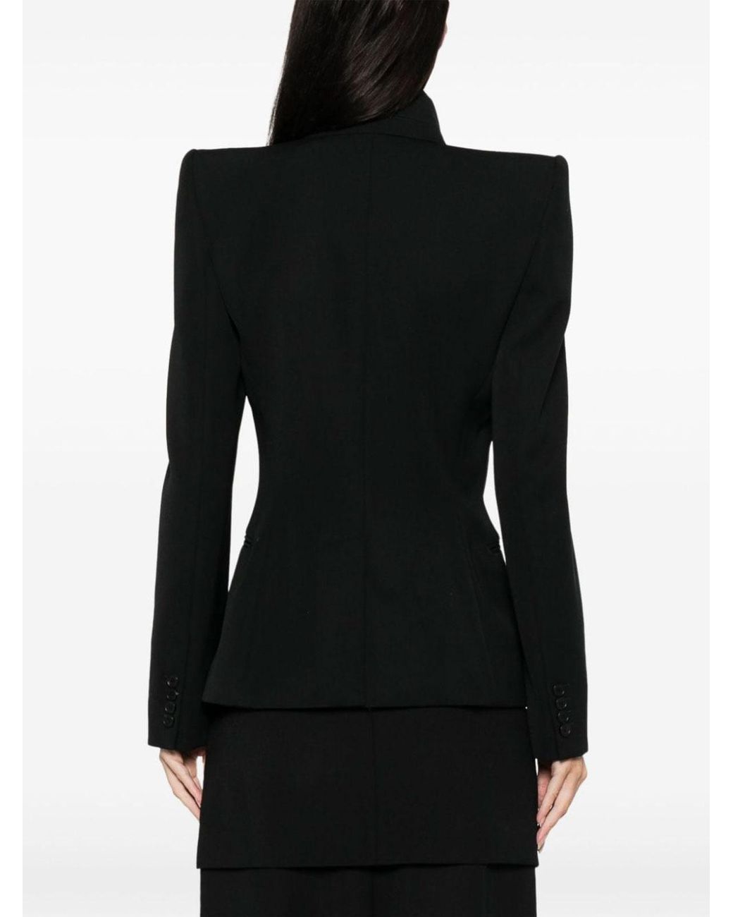 McQueen Black Double-Breasted Wool Blazer