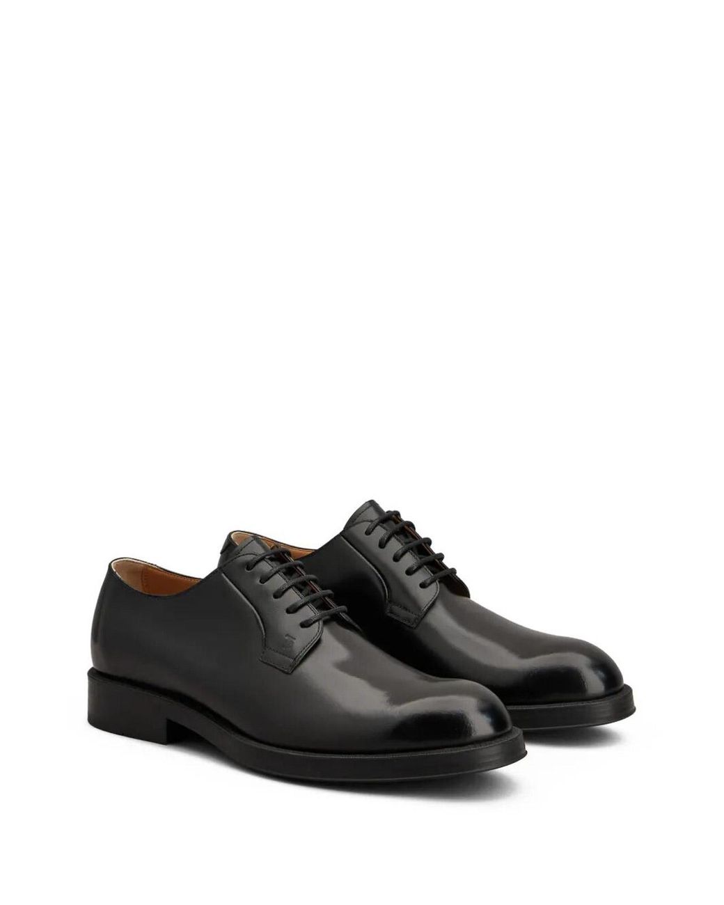 Tod's Black Almond Toe Leather Derby for men