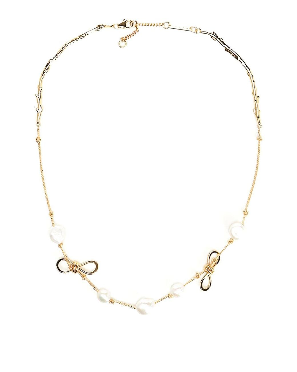 Marni Natural Necklace With Knots And Pearls