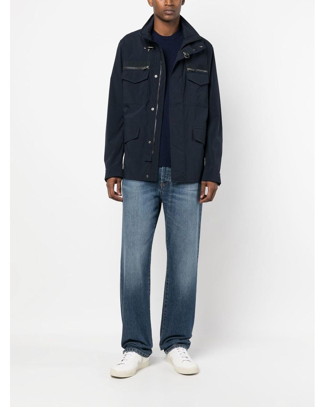 Fay Blue Multiple-Pocket Zip-Fastening Jacket for men