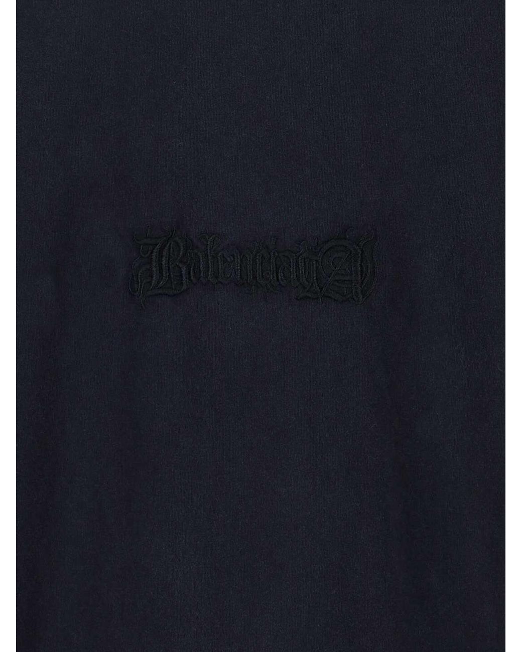 Balenciaga Blue Logo T-Shirt for men
