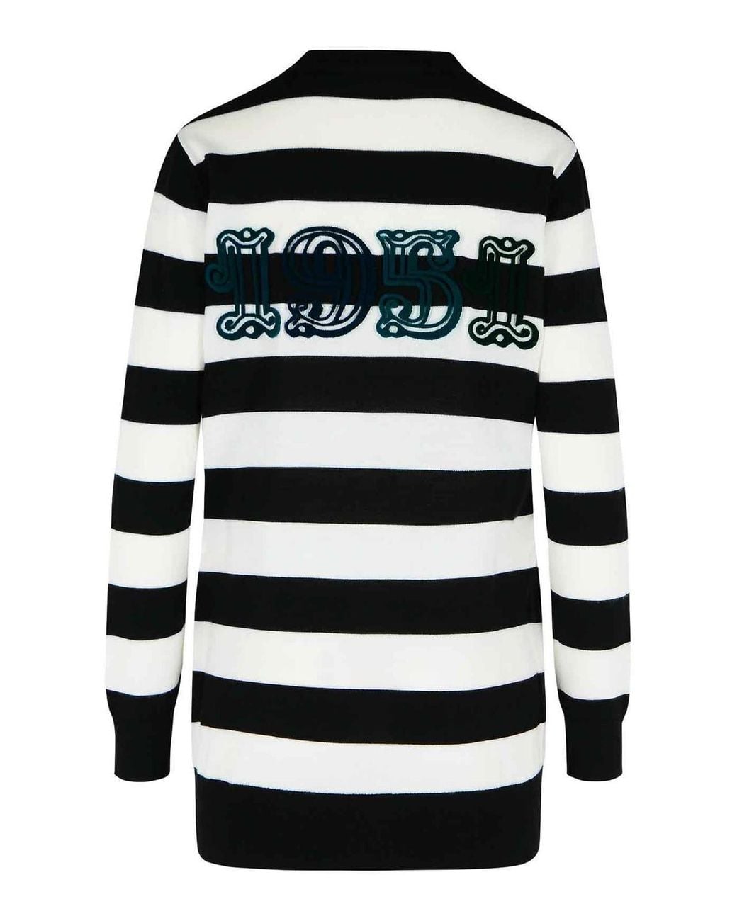 Max Mara Black Fiemme' Two-Tone Virgin Wool Cardigan