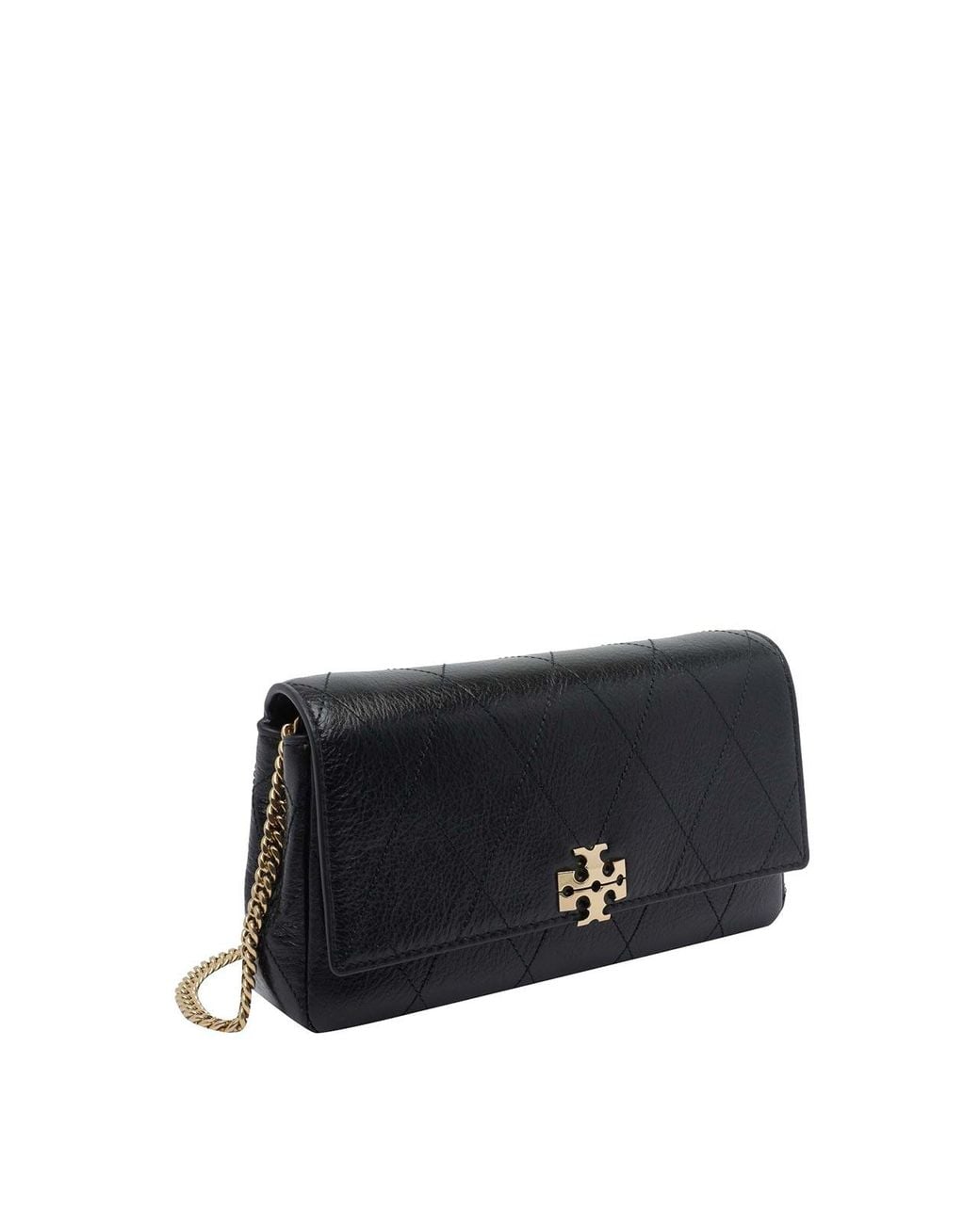 Tory Burch Black Charlie Quilted Chain Wallet