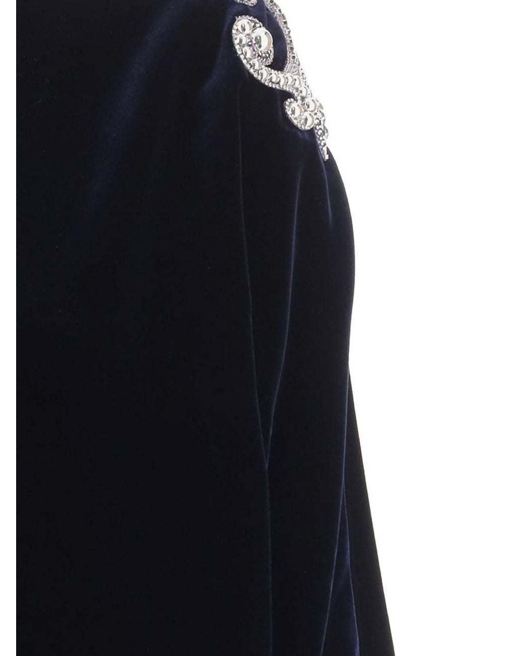 Versace Blue Short Dress With Detail On Shoulder