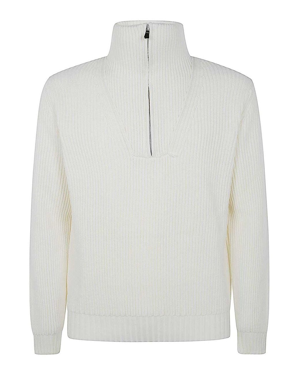 FILIPPO DE LAURENTIIS White Long Sleeves Half Zip for men