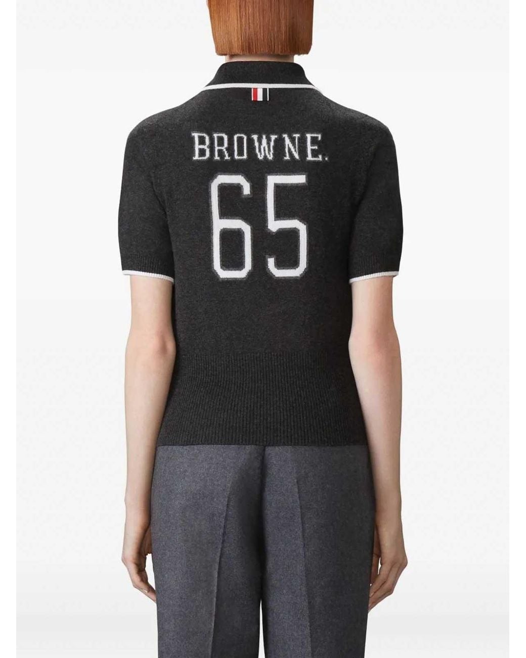 Thom Browne Black Browne 65 Jersey Intarsia Classic Ss Polo