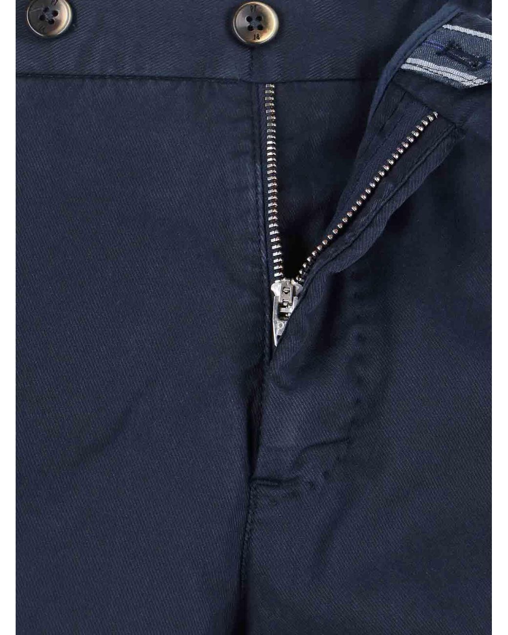 PT Torino Blue Cotton Blend Trousers for men