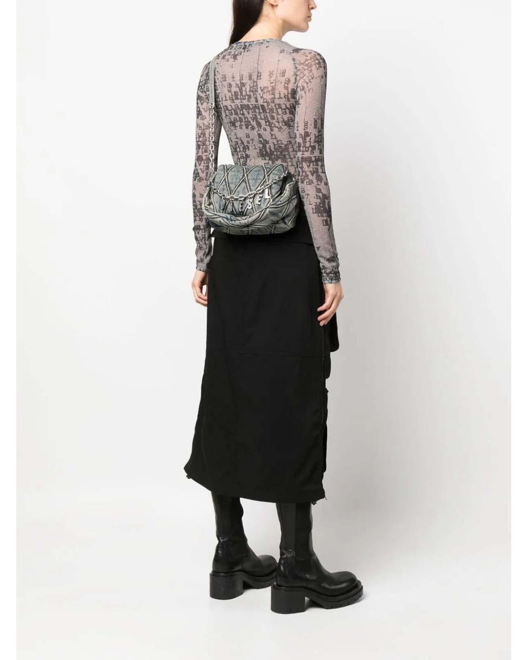 DIESEL Gray Charm-D Shoulder Bag