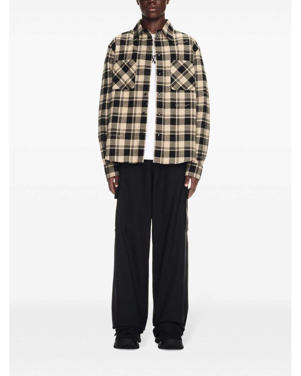 Off-White c/o Virgil Abloh Black Checked Flannel Shirt for men