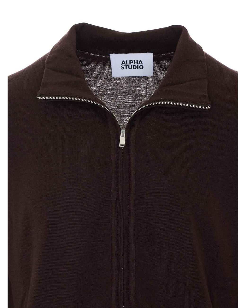 Alpha Studio Brown Blouson With Frontal Zip Closure for men