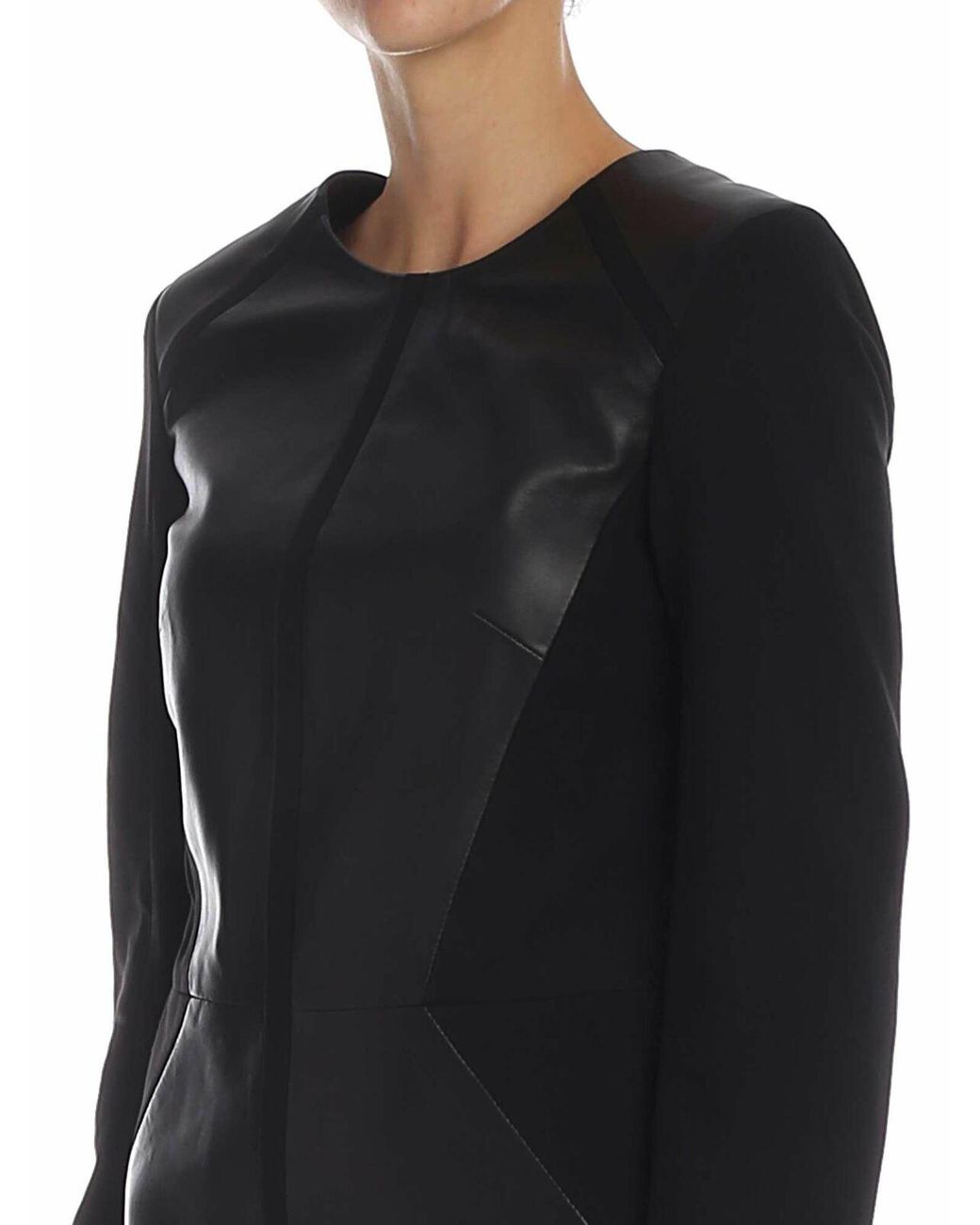 Karl Lagerfeld Black Long-Sleeved Crewneck Dress