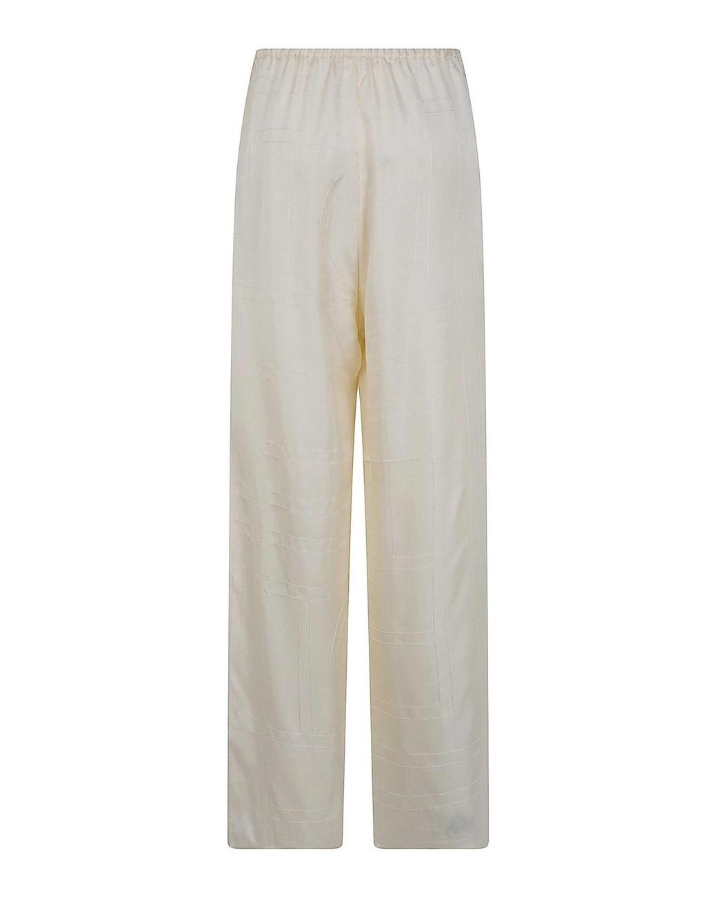 Totême  White Monogram Silk Pijama Bottoms Trousers