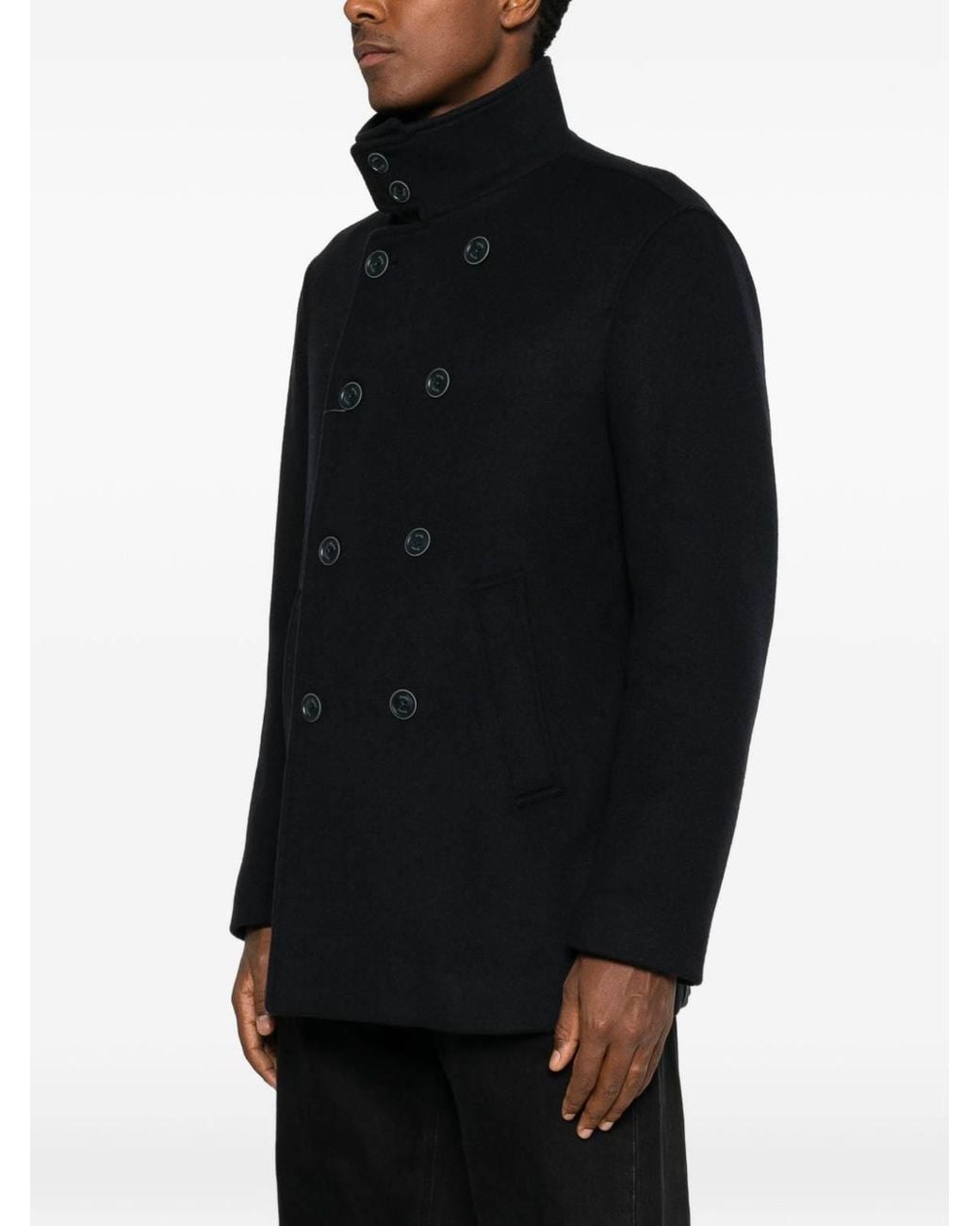 Herno Black Double-Breasted Short Coat for men