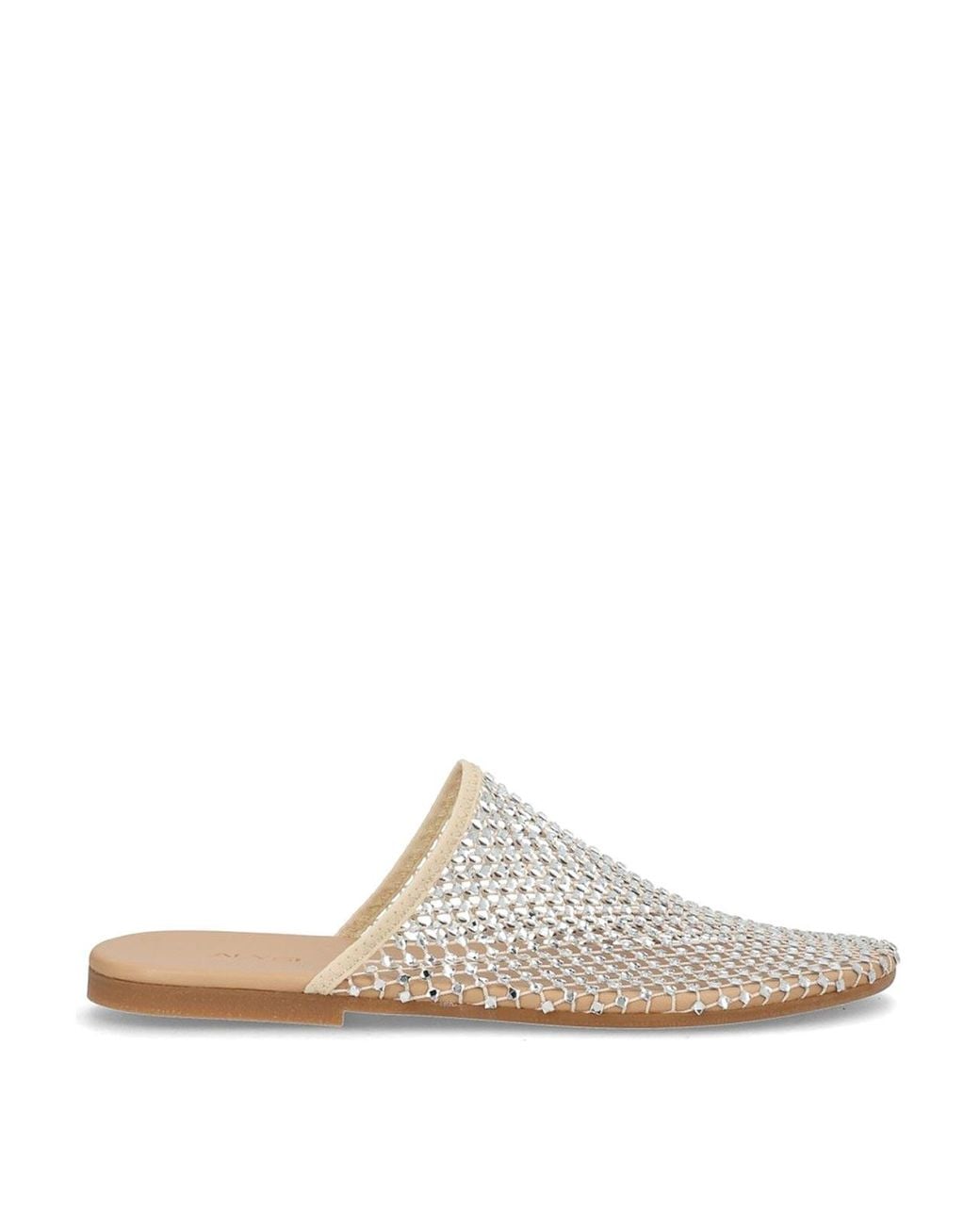 Alysi White Mule Shoe With Rhinestones
