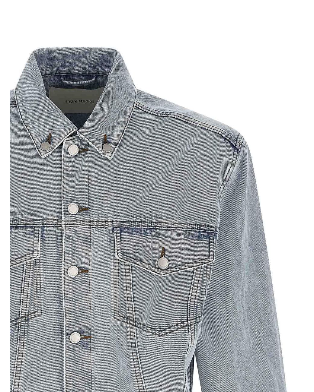 Entire studios Gray Shrunken Denim Jacket for men