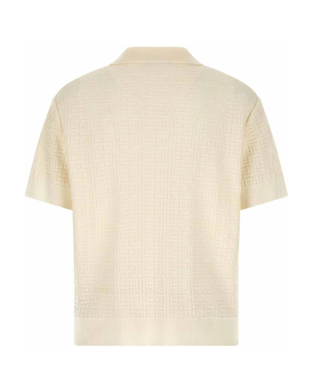 Balmain Natural Monogram Jacquard Polo Shirt for men