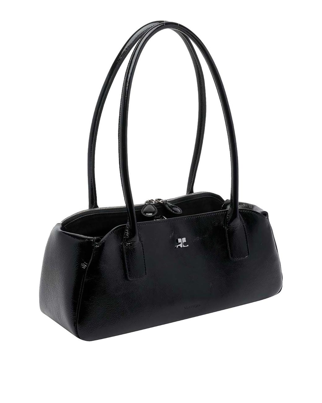 Courreges Black Strip Naplack Shoulder Bag