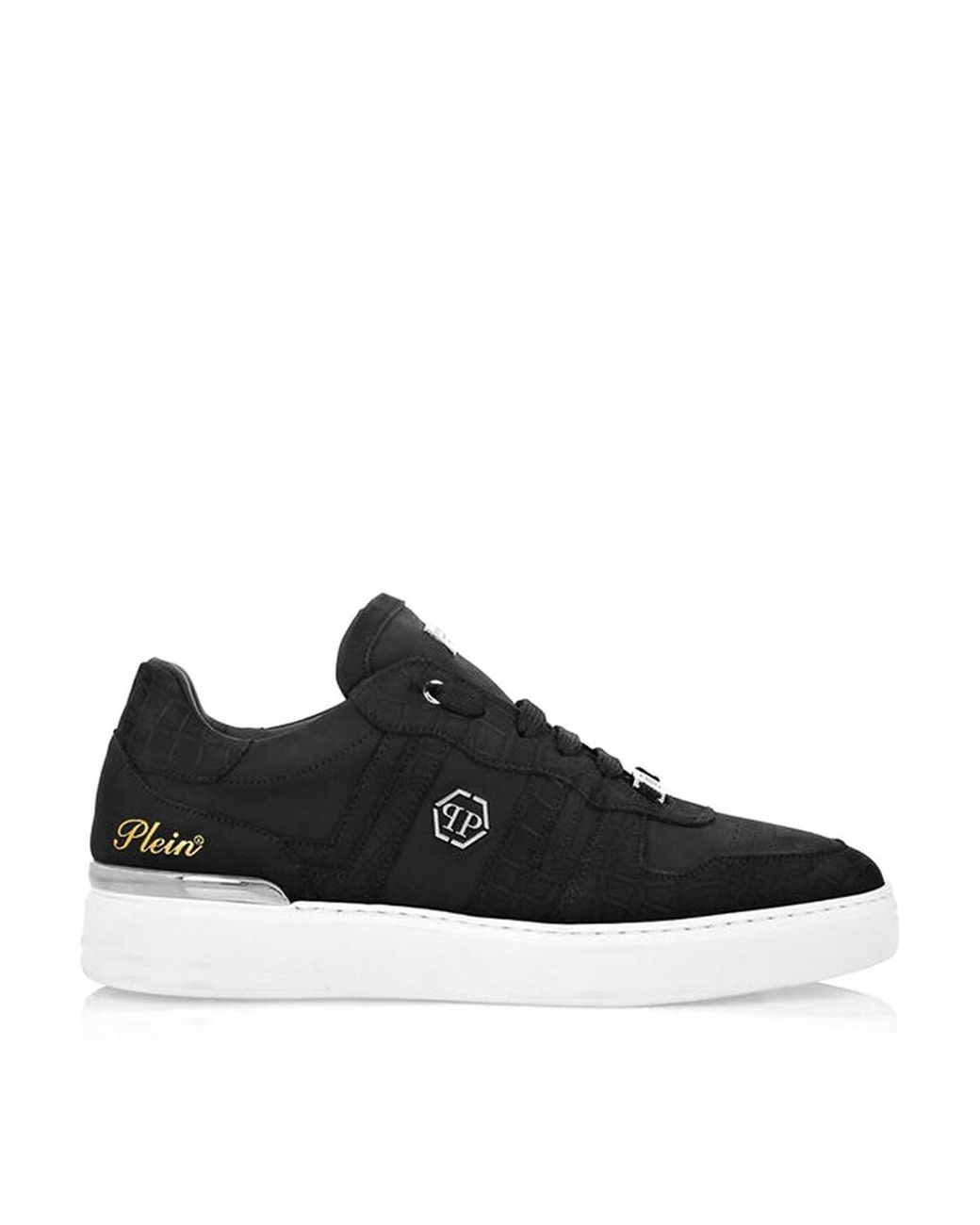 Philipp Plein Black Leather Low-Top Sneakers for men