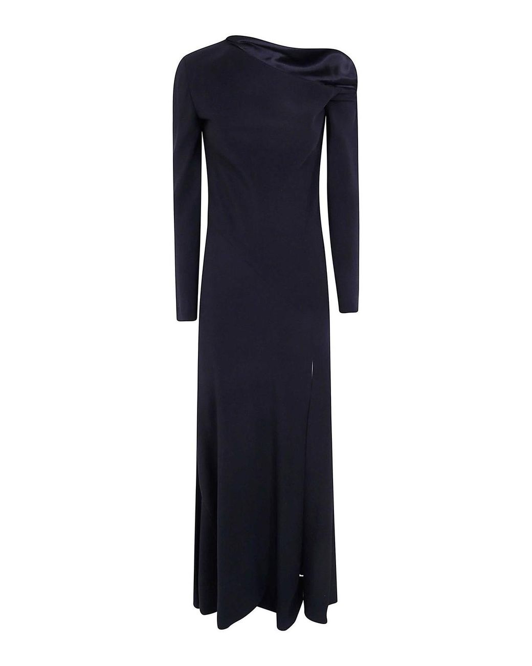 Alberta Ferretti Blue Enver Satin Long Sleeves Long Dress