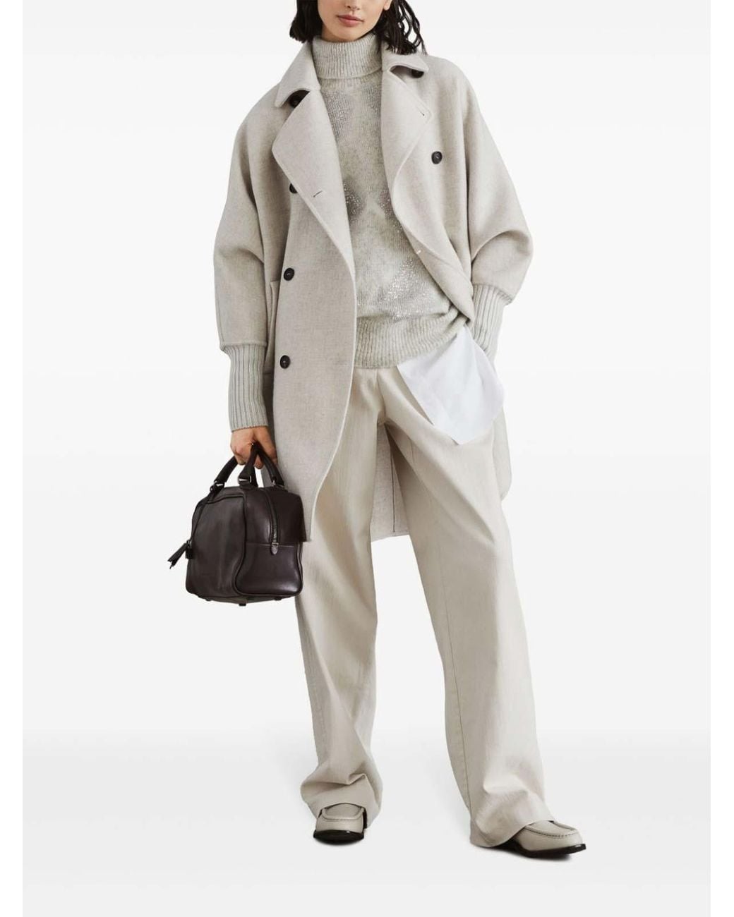 Brunello Cucinelli White Long Sleeve Coat