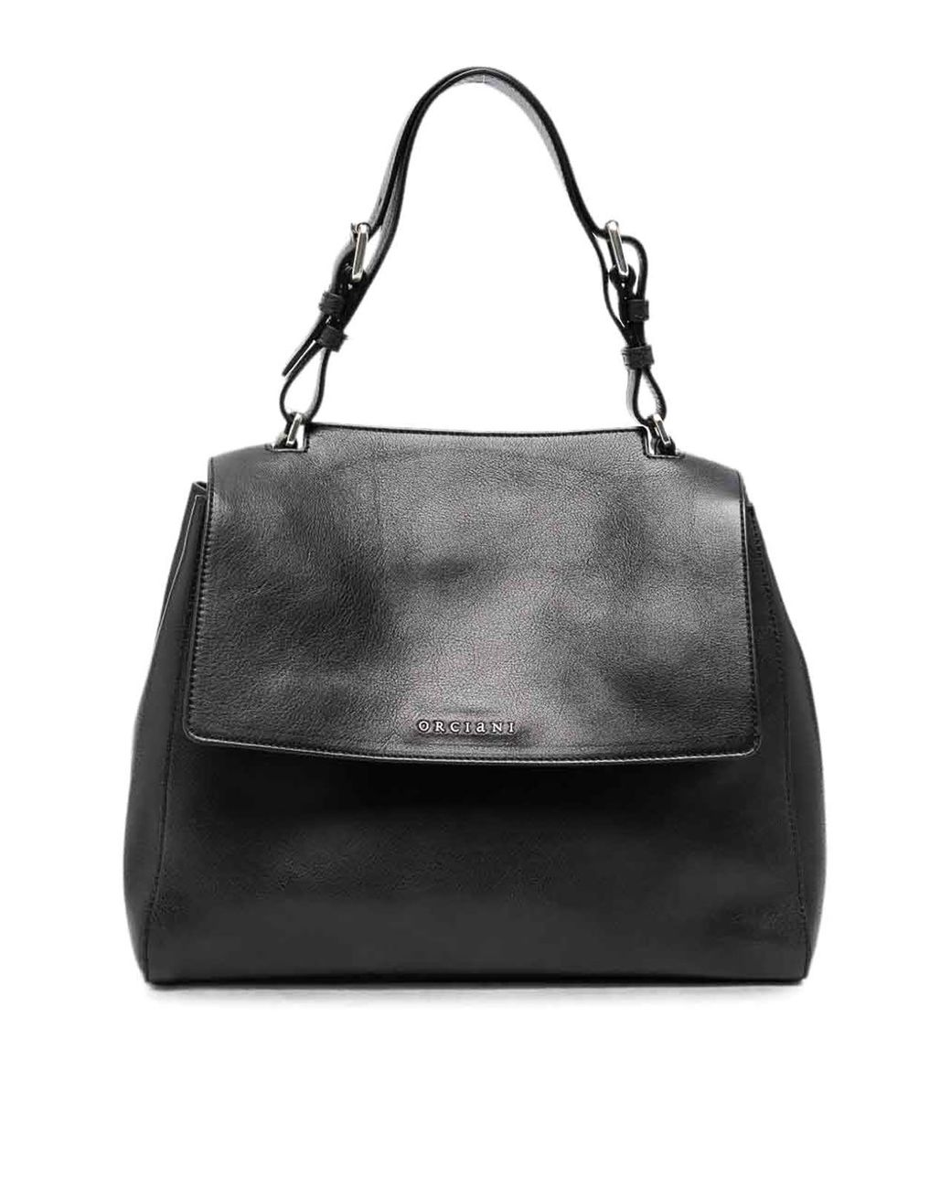 Orciani Black Sveva Lagoon Midi Leather Shoulder Bag