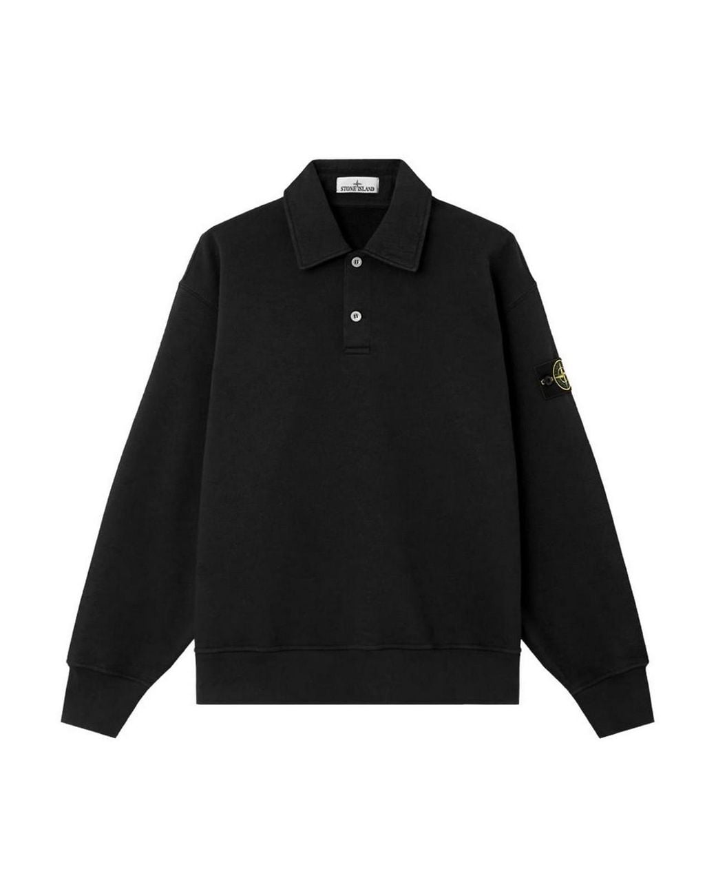Stone Island Black Compass Cotton Polo Sweatshirt for men
