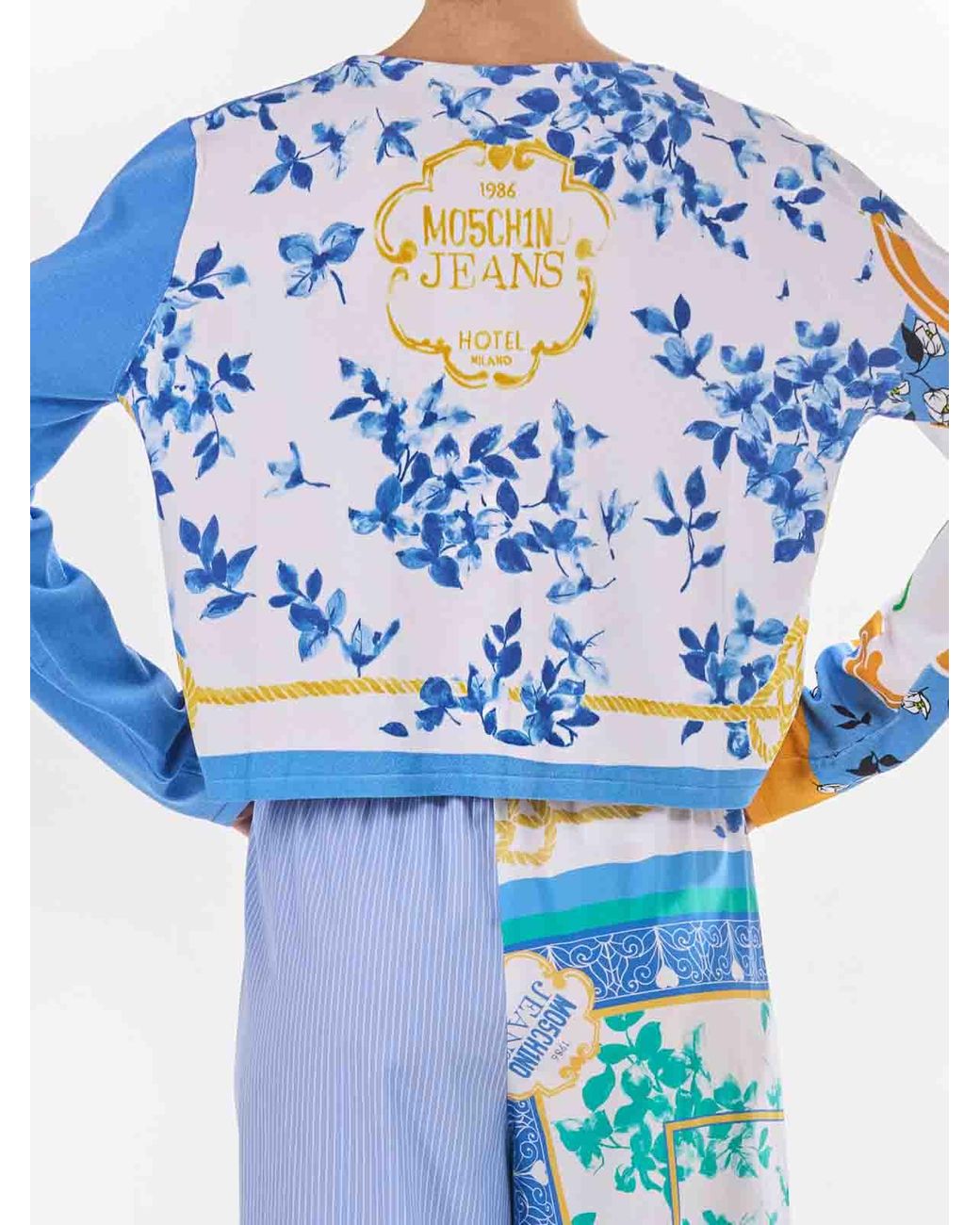 Moschino Blue Cardigan Stampa Foulard