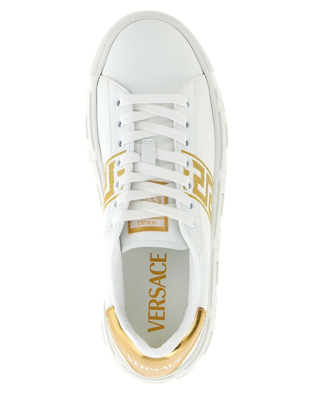 Versace White La Greca Embroidered Platform Sneakers