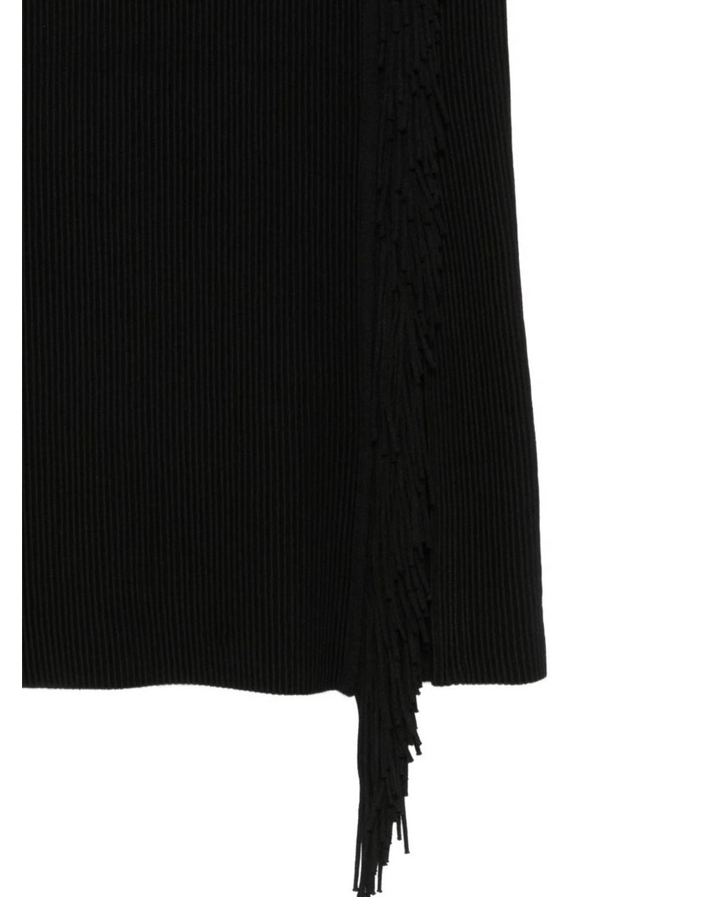 Emporio Armani Black Fringed Midi Skirt