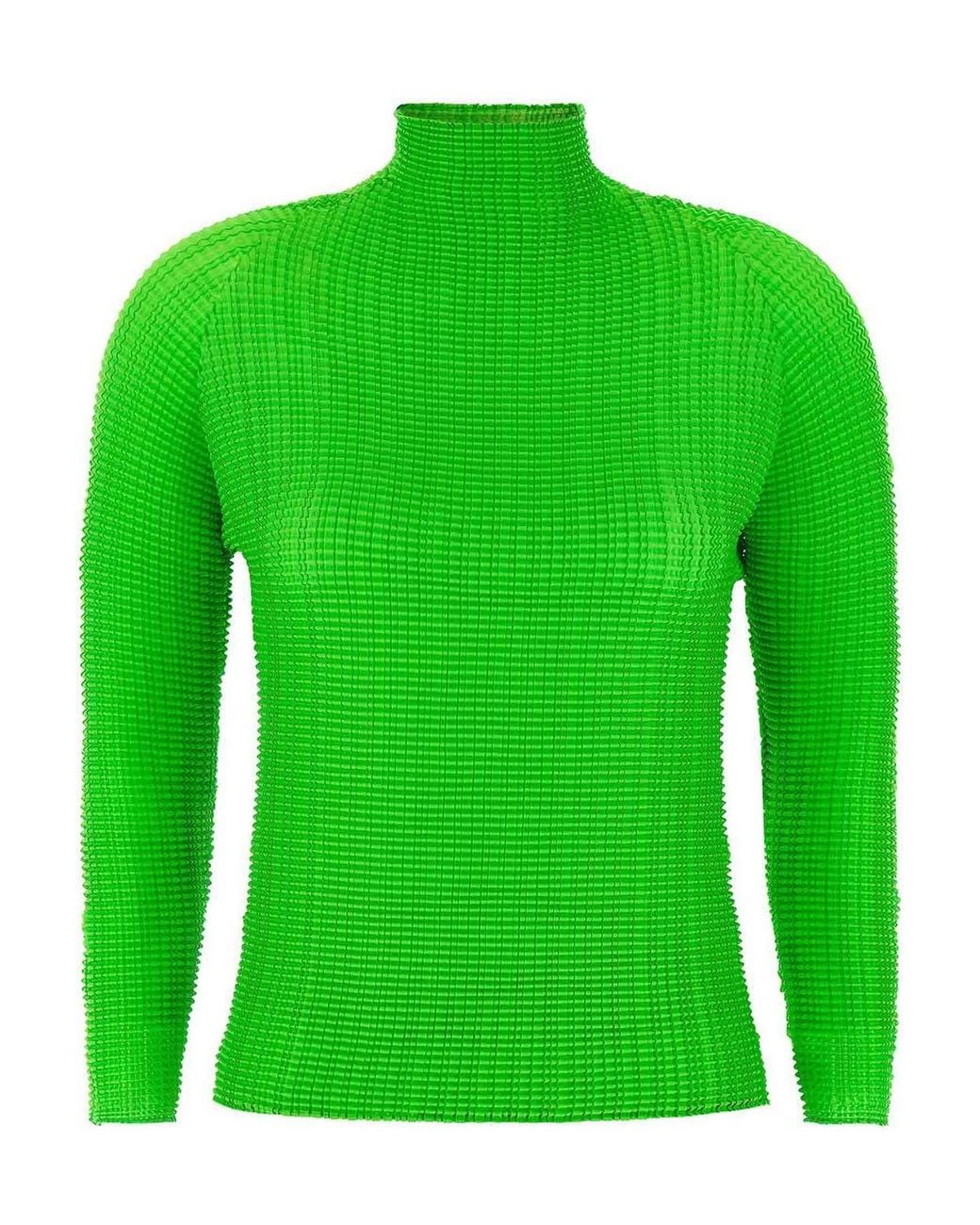 Issey Miyake Green 'Wooly Pleats-68' Blouse