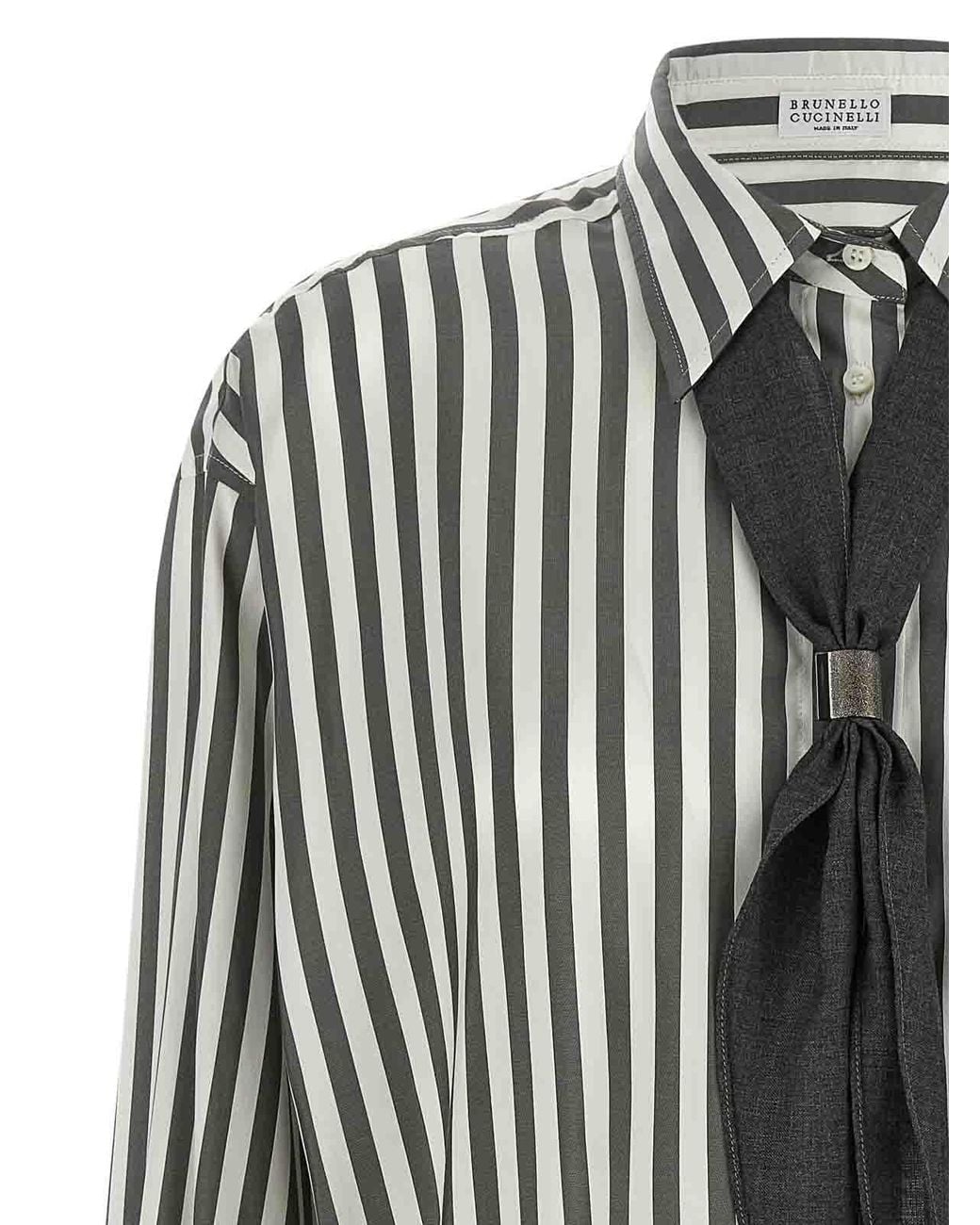Brunello Cucinelli Black Shirt With Scarf