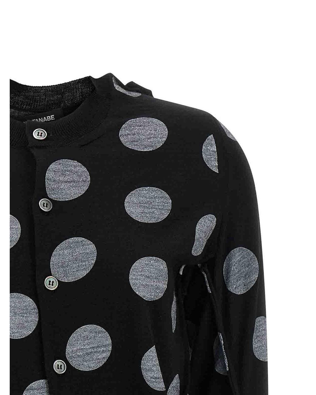 Junya Watanabe Black Polka Dot Maxi Cardigan
