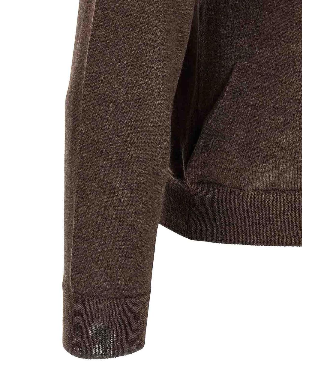 Zanone Brown Turtle-Neck Sweater for men
