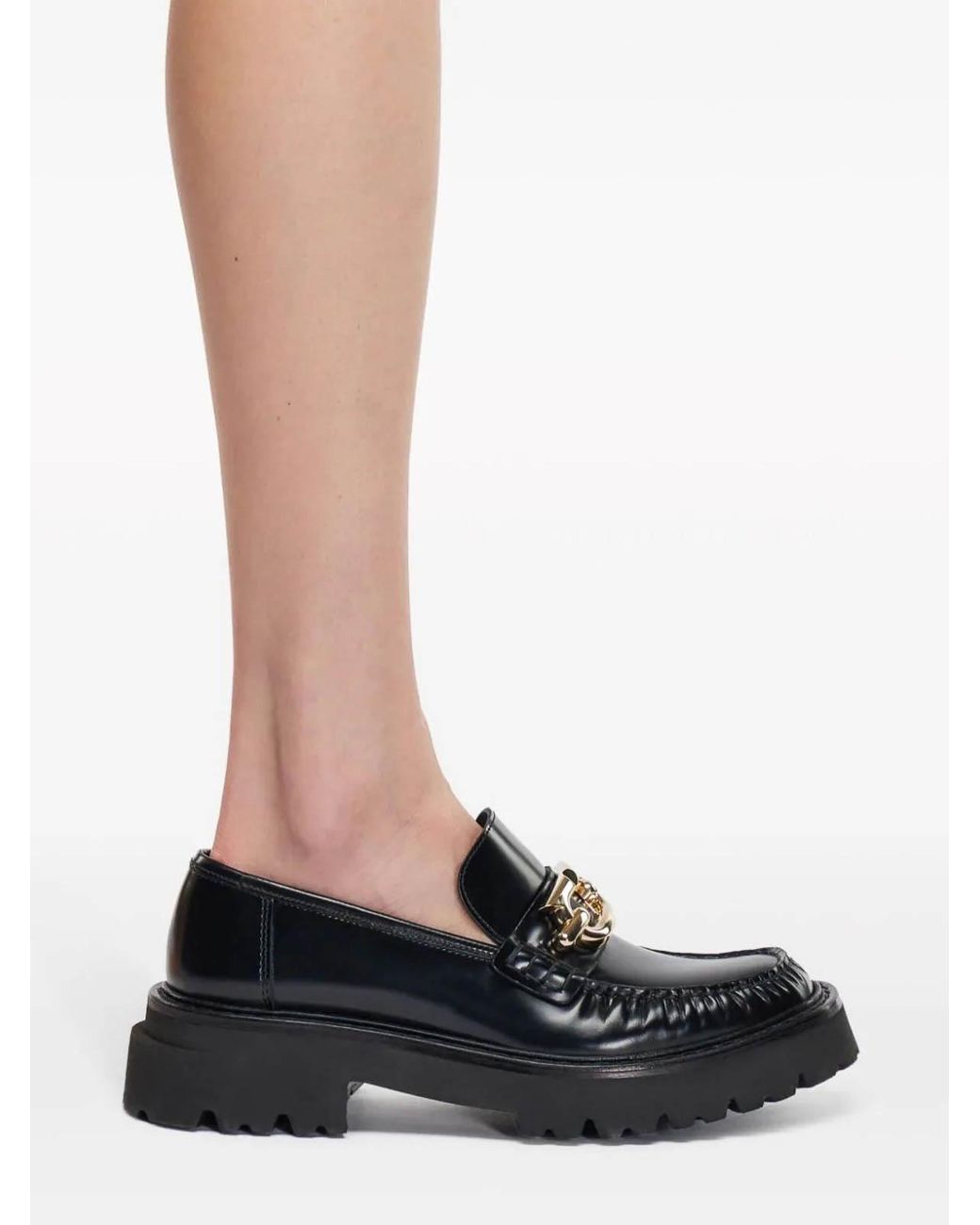 Ferragamo Black Gancini-Plaque Loafers for men