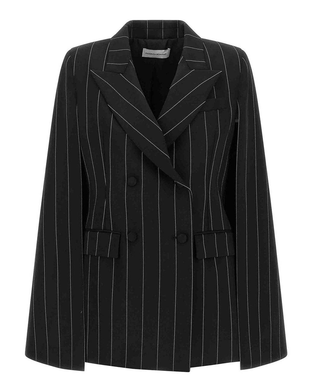 Federica Bonifaci Black Tuxedo Pinstripe Cape
