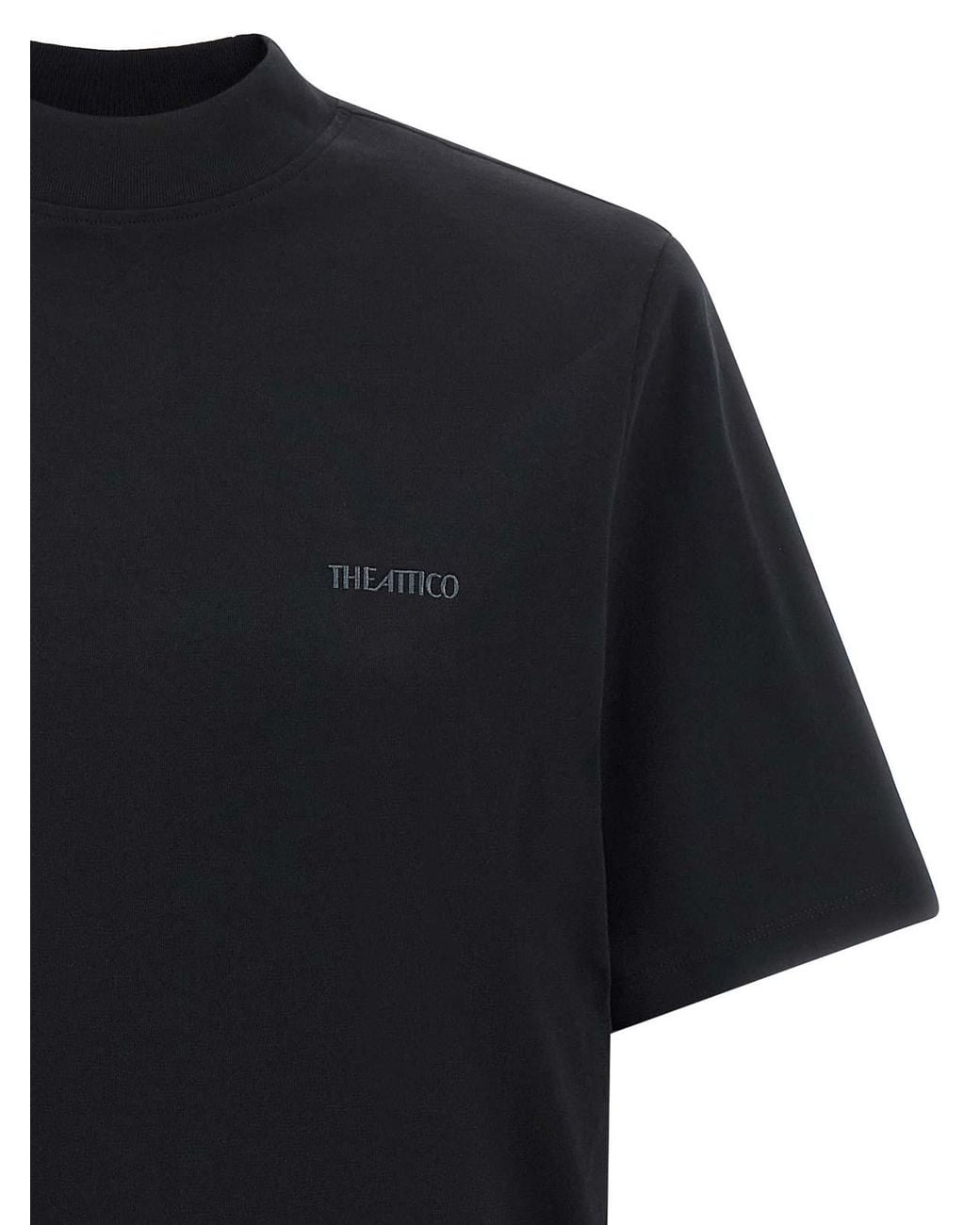 The Attico Black Mock-Neck T-Shirt