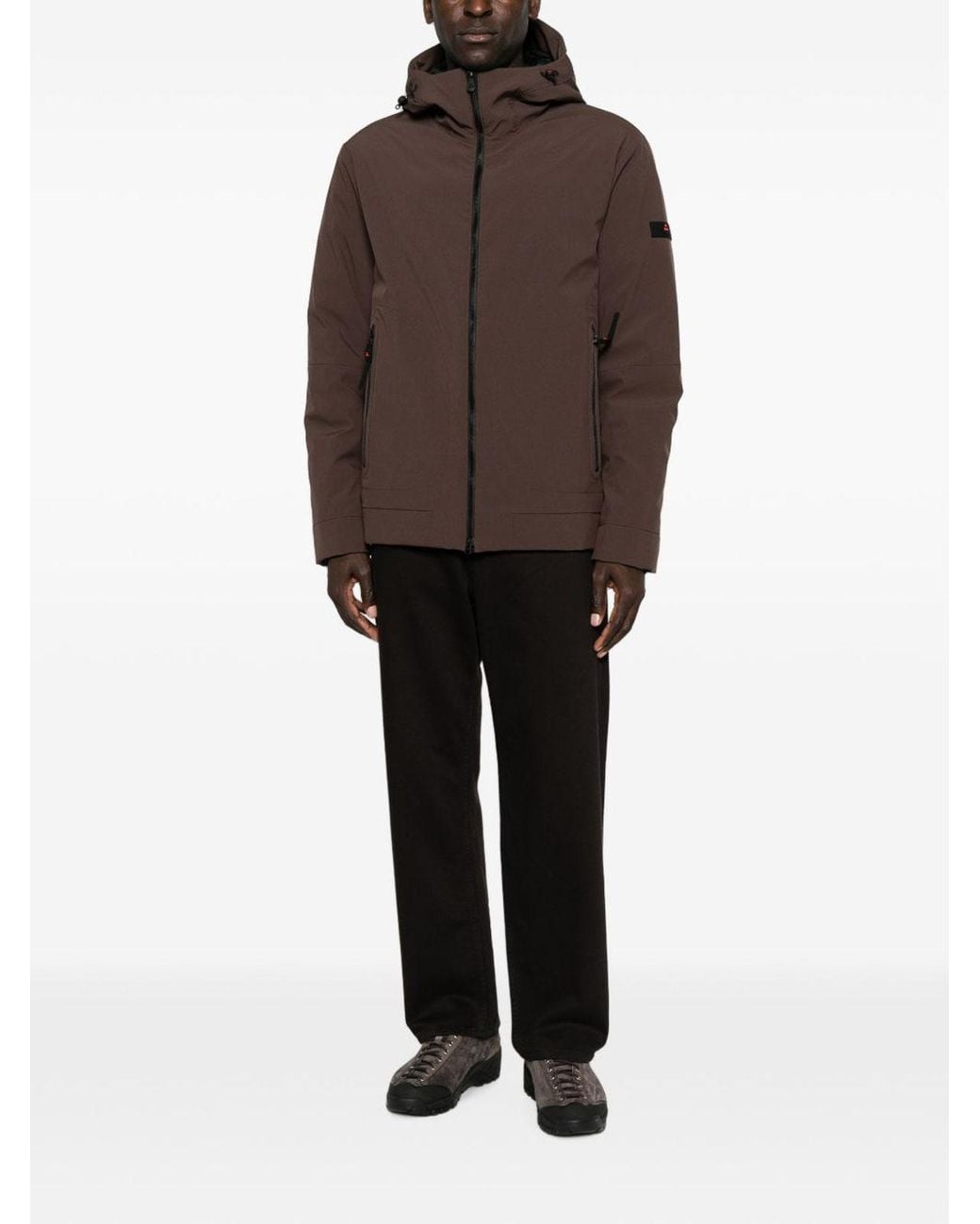 Peuterey Brown Loge Puffer Jacket With Pockets And Hood for men