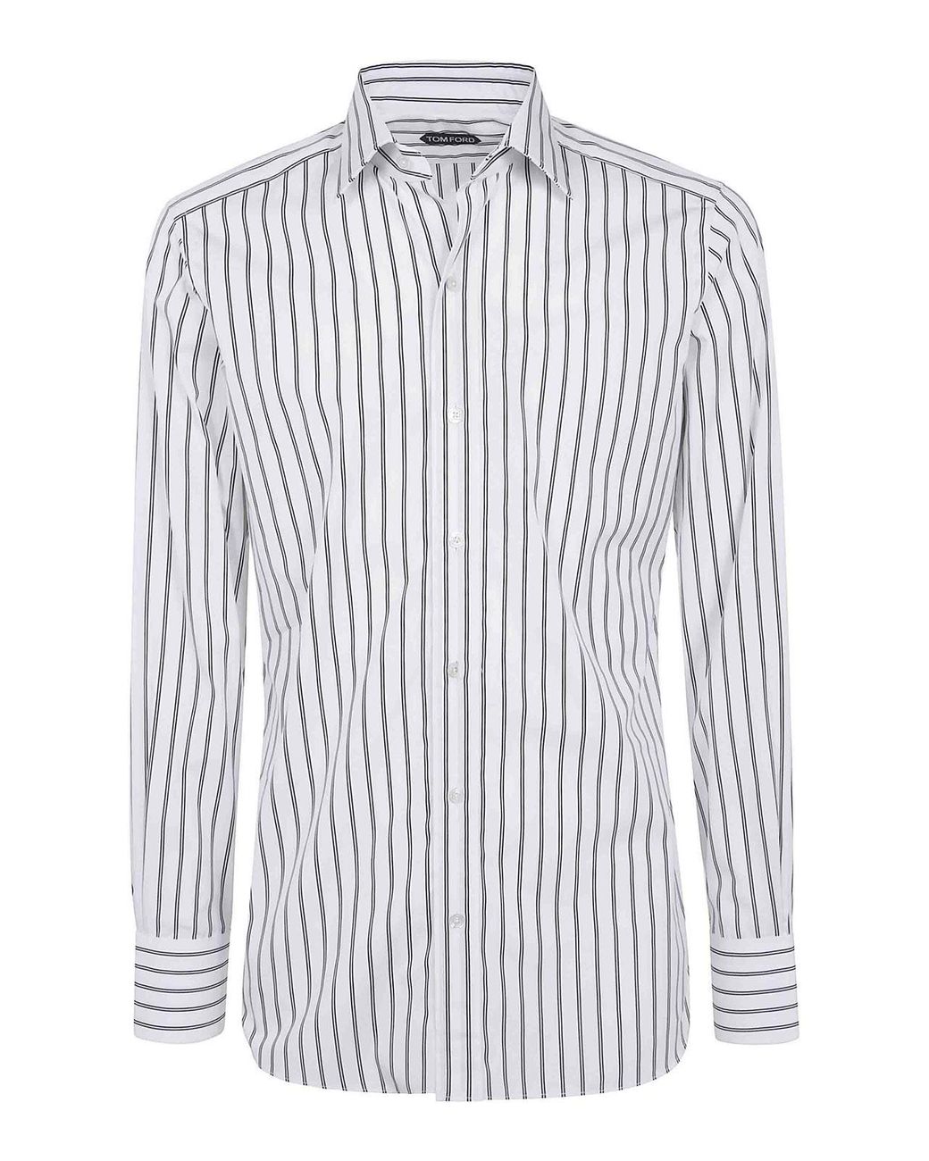 Tom Ford White Popeline Stripe Slim Fit Shirt for men