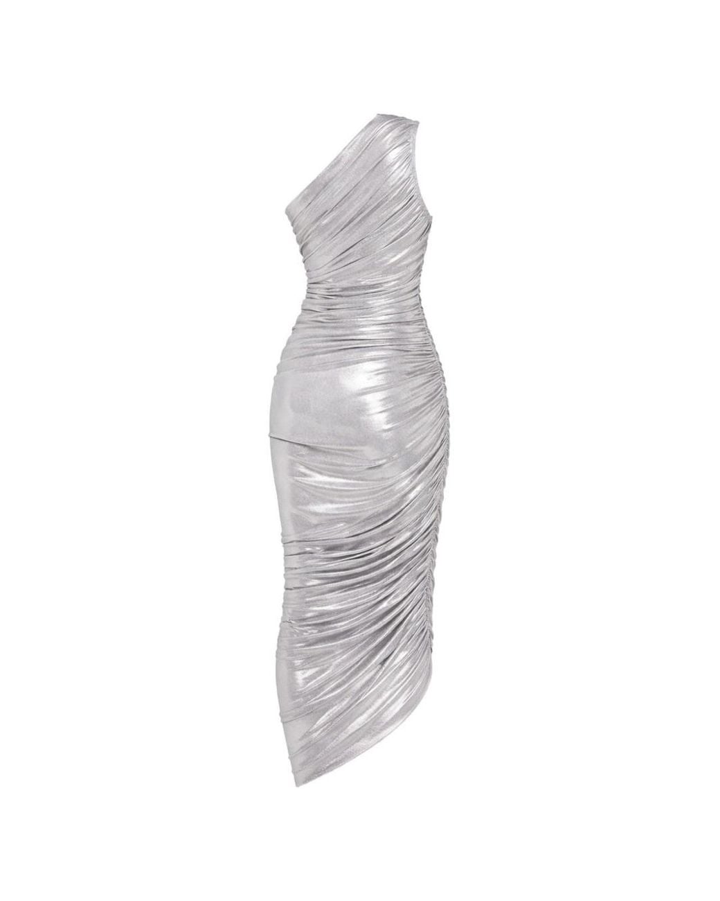 Norma Kamali White Draped One-Shoulder Diana Gown Midi