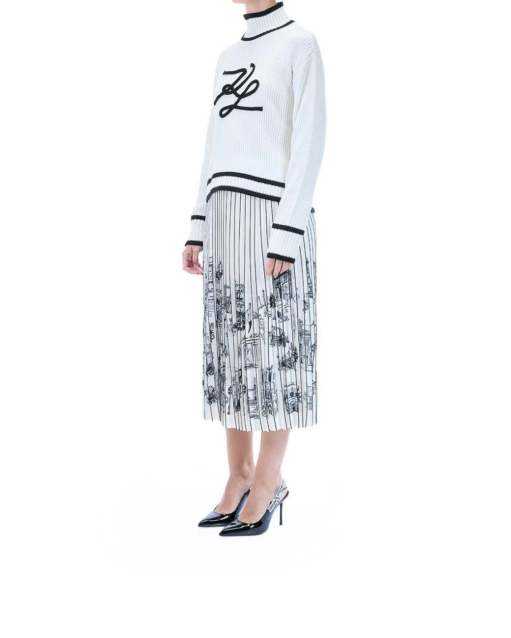 Karl Lagerfeld White Soutache Autograph Knit