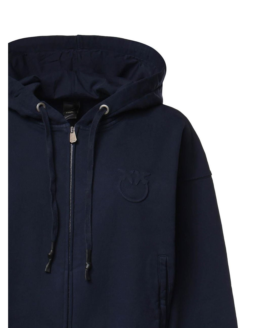 Pinko Blue Cotton Zip-Up Sweatshirt