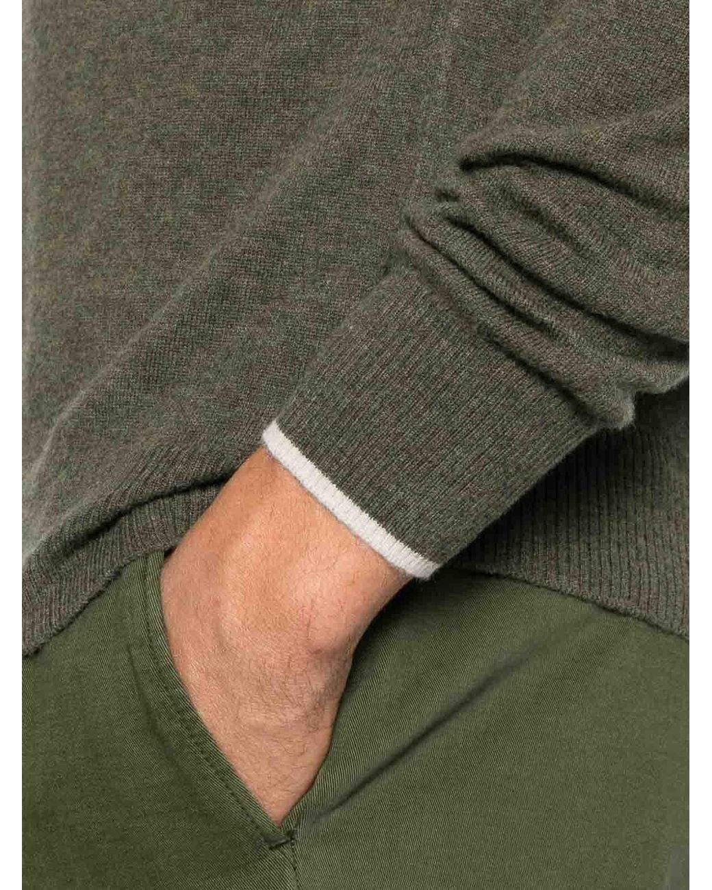 Alpha Studio Green Dark Knit Shirt for men