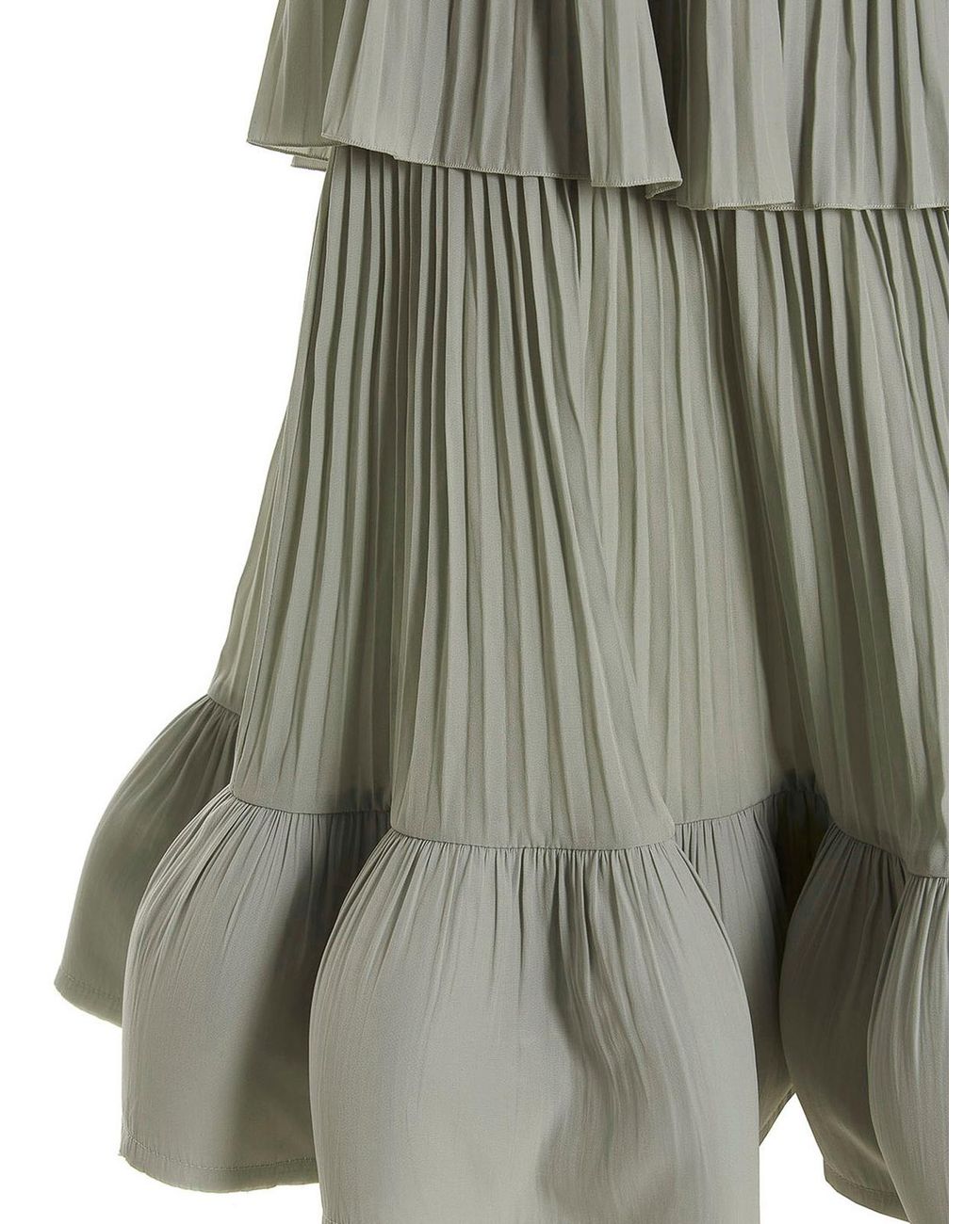 Lanvin Gray Pleated Flounced Dress
