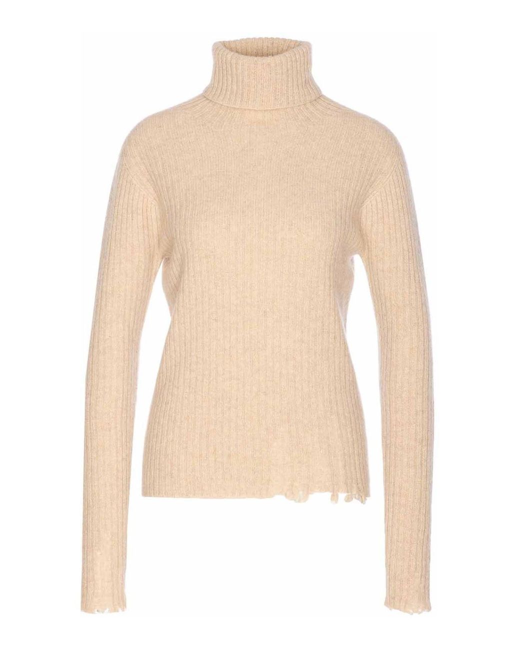 Uma Wang White High Neck Rib Top