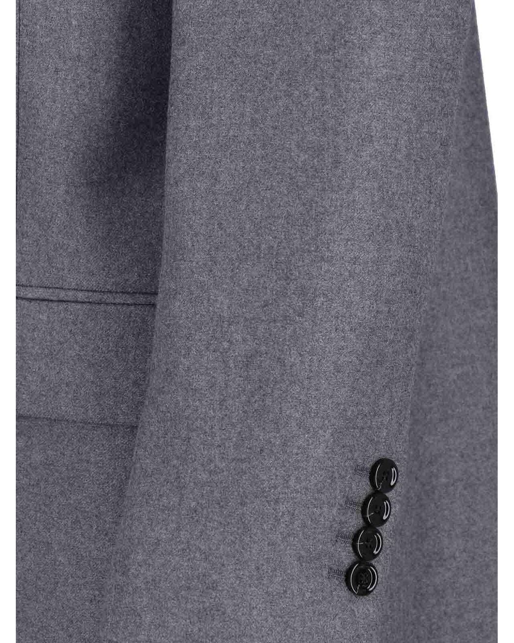 Lardini Gray Double-Breasted Cashmere Coat